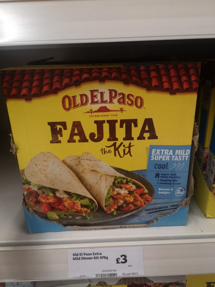 Old El Paso Extra Mild Fajita Dinner Kit 476G Vegan Food UK