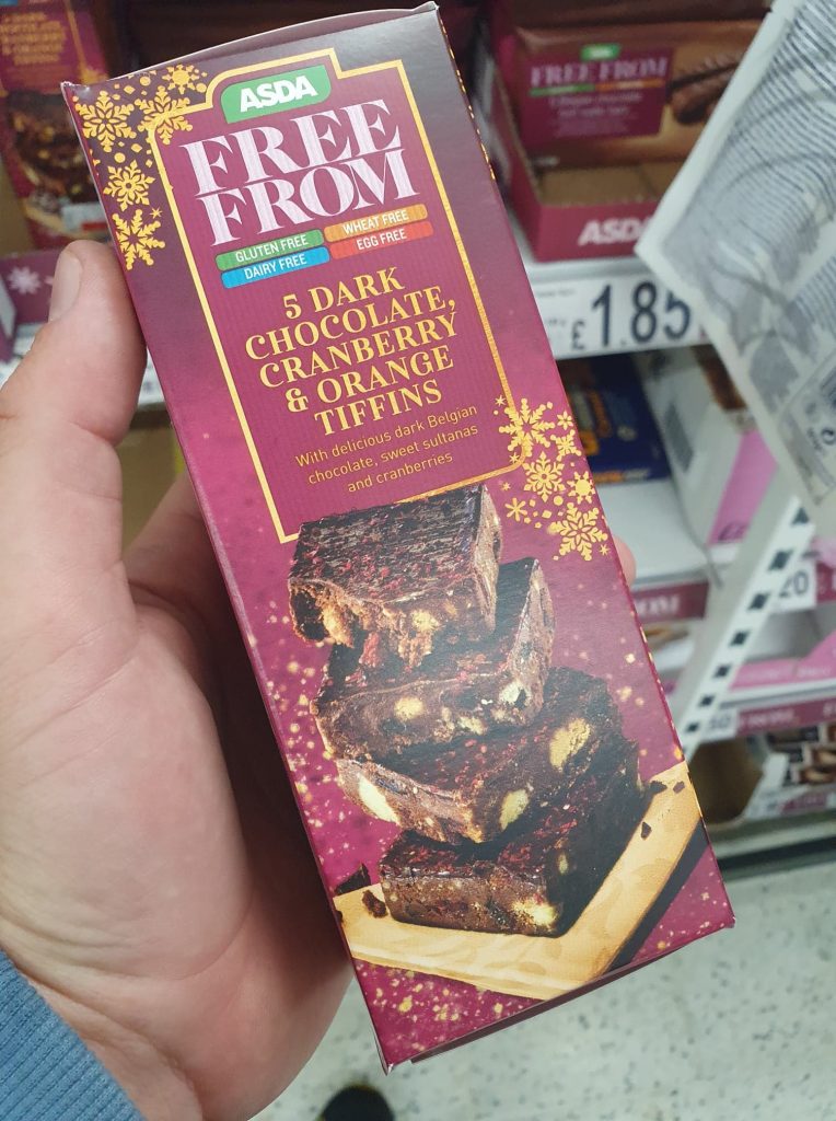 Asda Free From 5 Dark Chocolate, Cranberry &amp; Orange Tiffin – Vegan Food UK