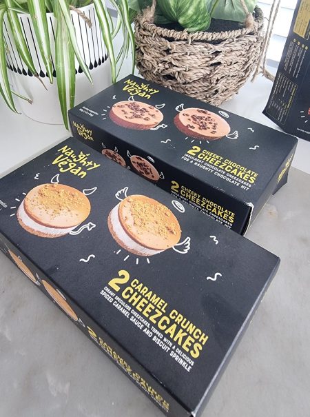 Two packs of the new vegan cheesecakes
