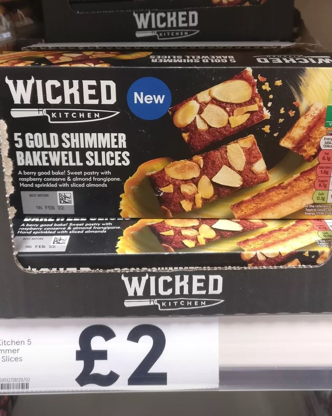 Wicked Kitchen 5 Gold Shimmer Bakewell Slices – Vegan Food UK