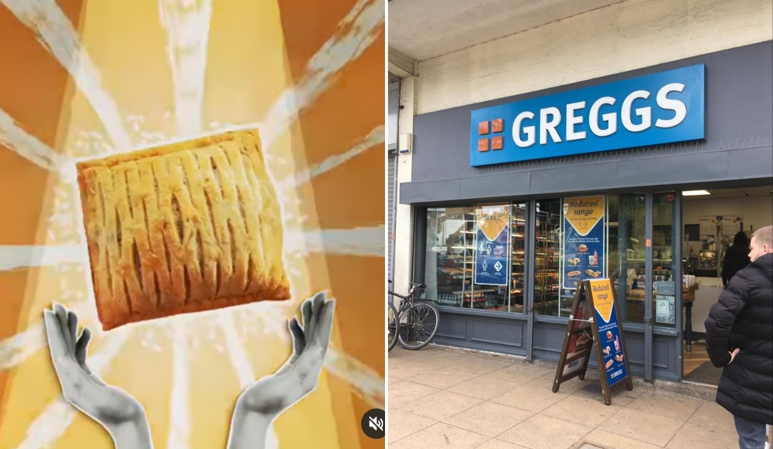 Greggs shop front and unknown pasty